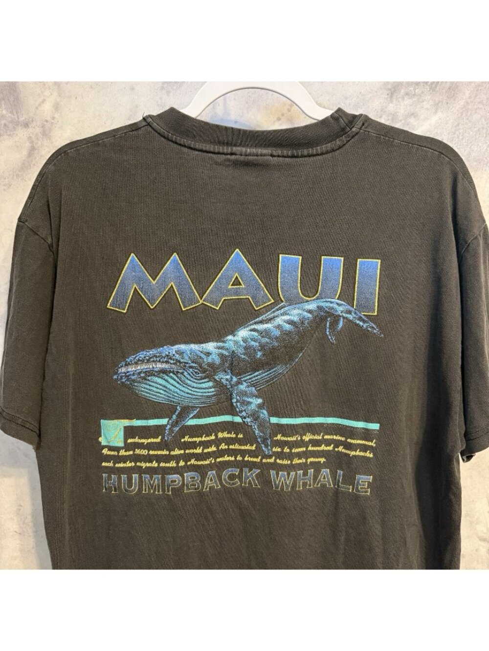 Vintage Humpback Whale T Shirt Mens Large L Black Maui Hawaii